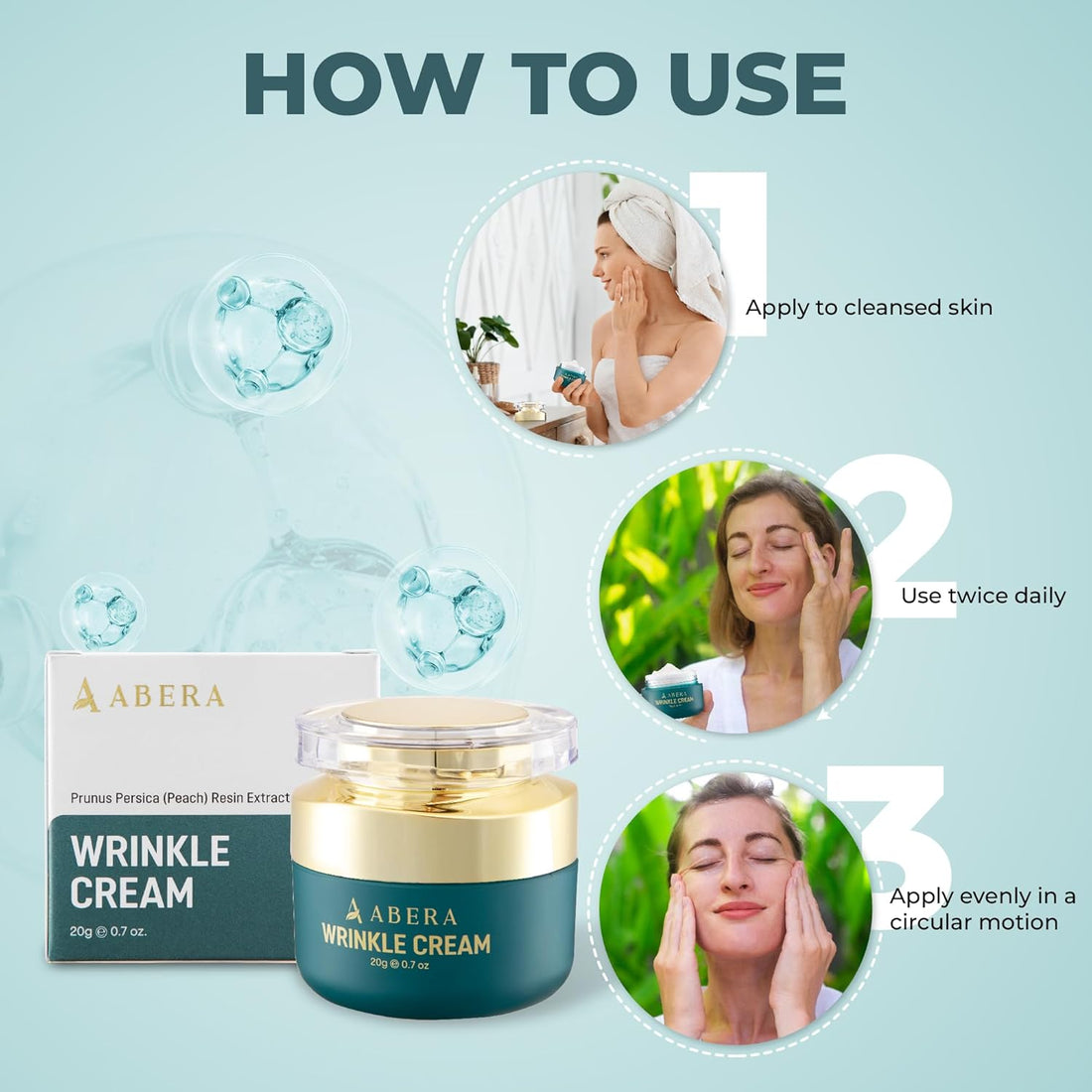 Crème Visage Anti-Rides Abera, Hydratant Anti-Âge pour Rides et Ridules
