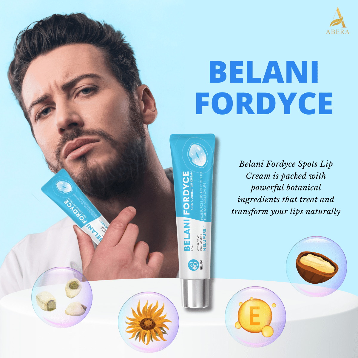 CA - Belani Fordyce Seeds - Lip Lightening Cream for Dark Lips, Lip Scrubber & Fordyce Spots, Chapped or Pigmented Lips, Moisturizing Lip Care Balm  – 20ml