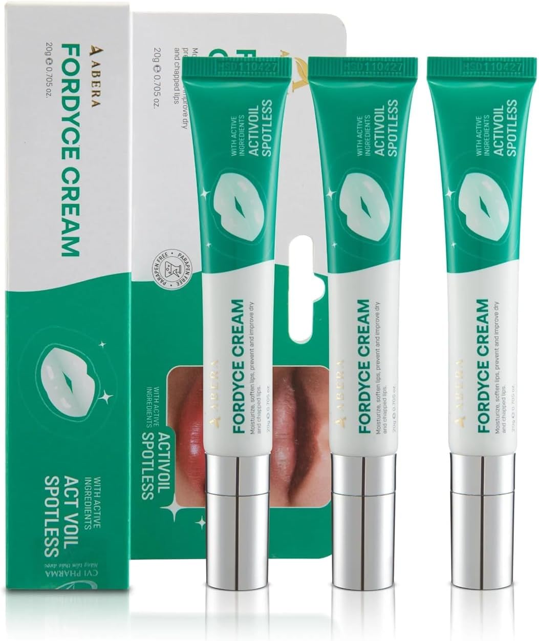 Crème Abera Fordyce – Formule avancée au HPR (rétinoïdes nouvelle génération), pour l'acné des lèvres, les lèvres sèches et gercées (20 g)